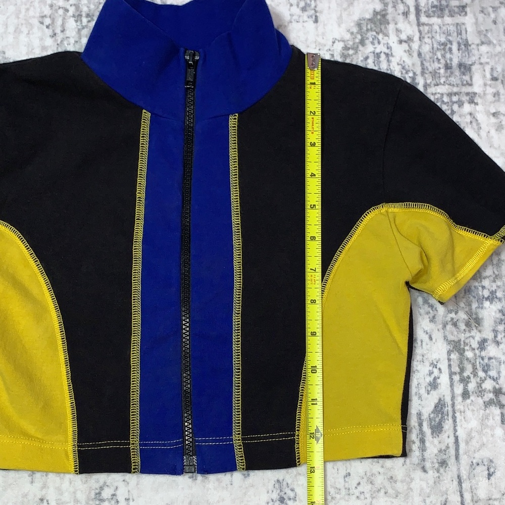 VTG Liz Claiborne Colorblock Cropped Zip-Up Top S - Picture 9 of 10